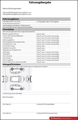 Vorlage Fahrzeugübergabeprotokoll zum Download